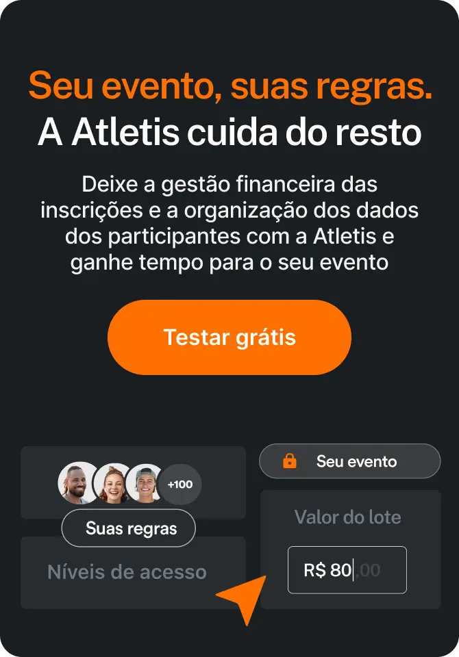 Interface do painel do organizador Atletis